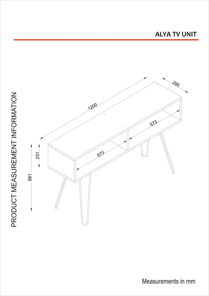 Alya Iron Foot Tv Unit Marble - 120cm