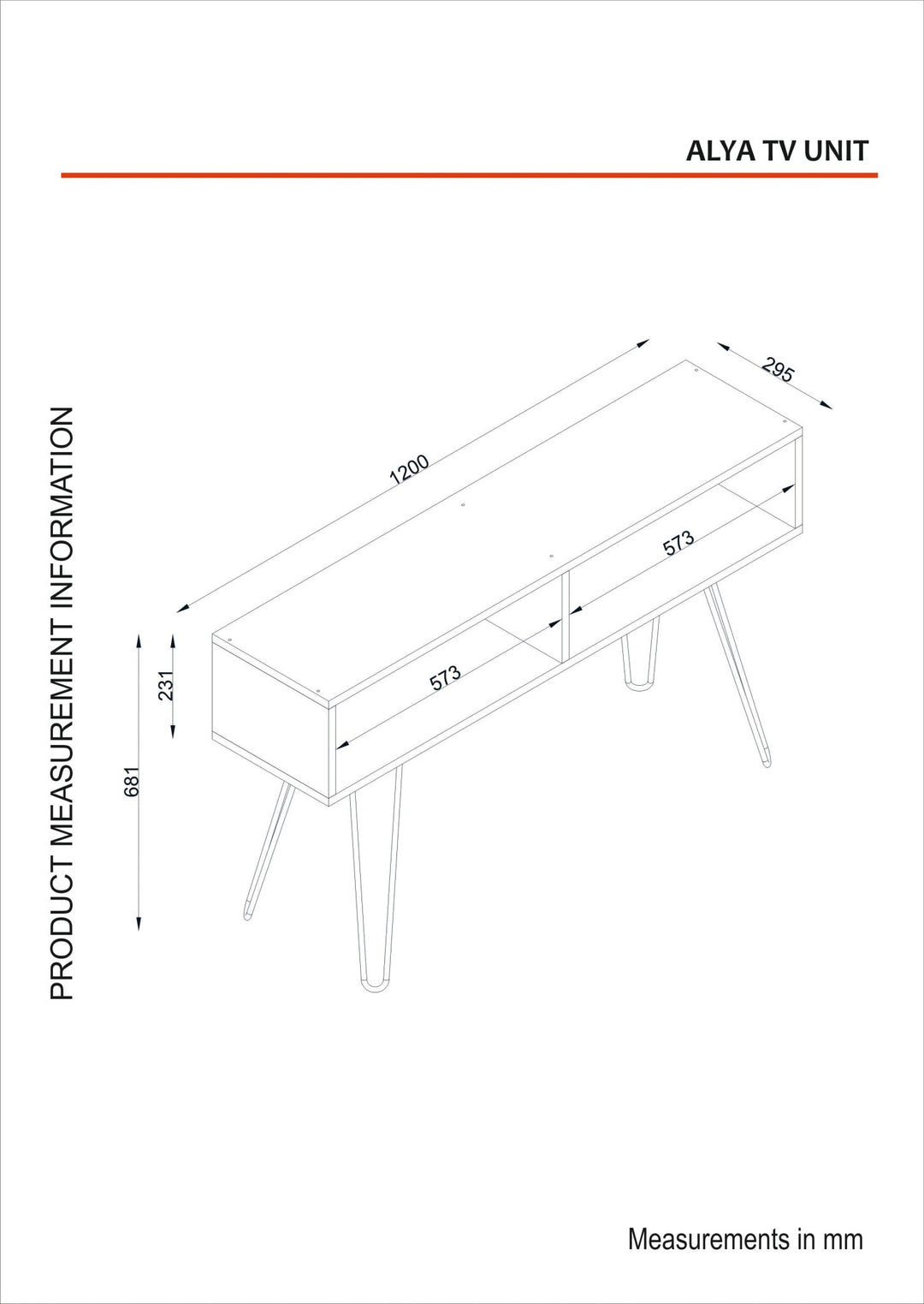 Alya Iron Foot Tv Unit Walnut - 120cm