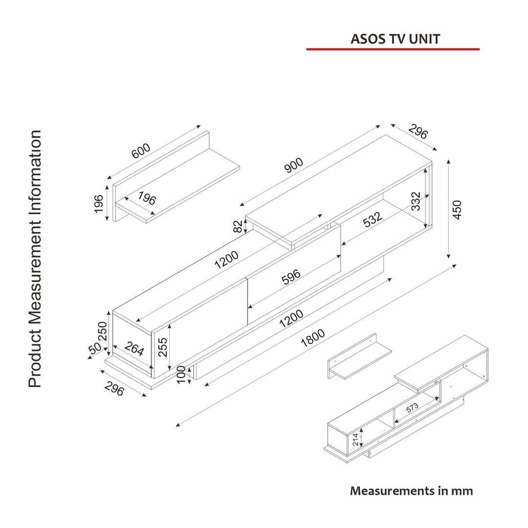 Asos Tv Unit Anthracite - Kaman - 180cm