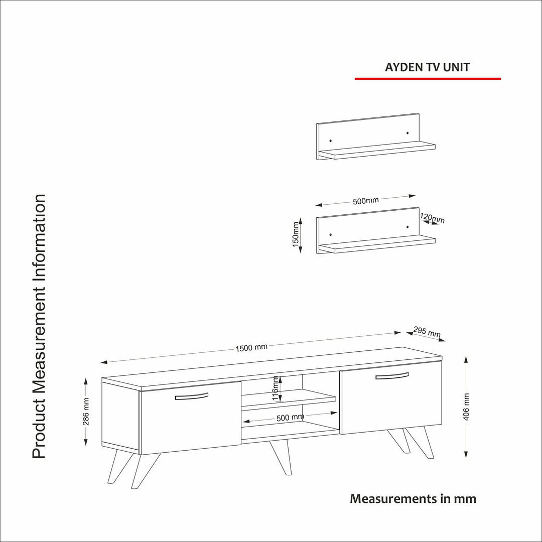 Ayden Tv Unit Walnut - White - 150cm