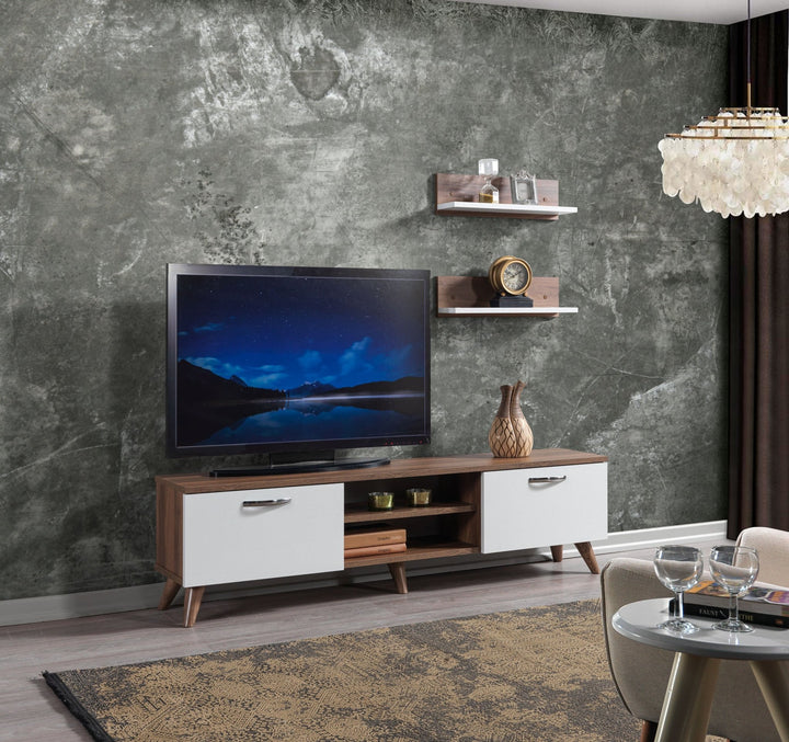 Ayden Tv Unit Walnut - White - 150cm