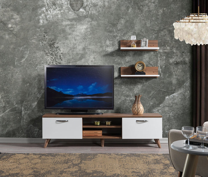 Ayden Tv Unit Walnut - White - 150cm