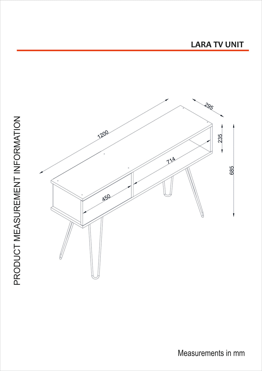 Lara Iron Foot Tv Unit White