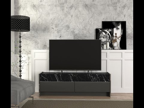 Jannet Tv Stand Anthracite - Marble