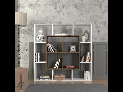 Nevra Bookcase White - Walnut