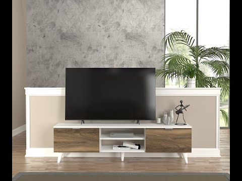 Esmeralda Tv Stand White - Walnut - 150cm