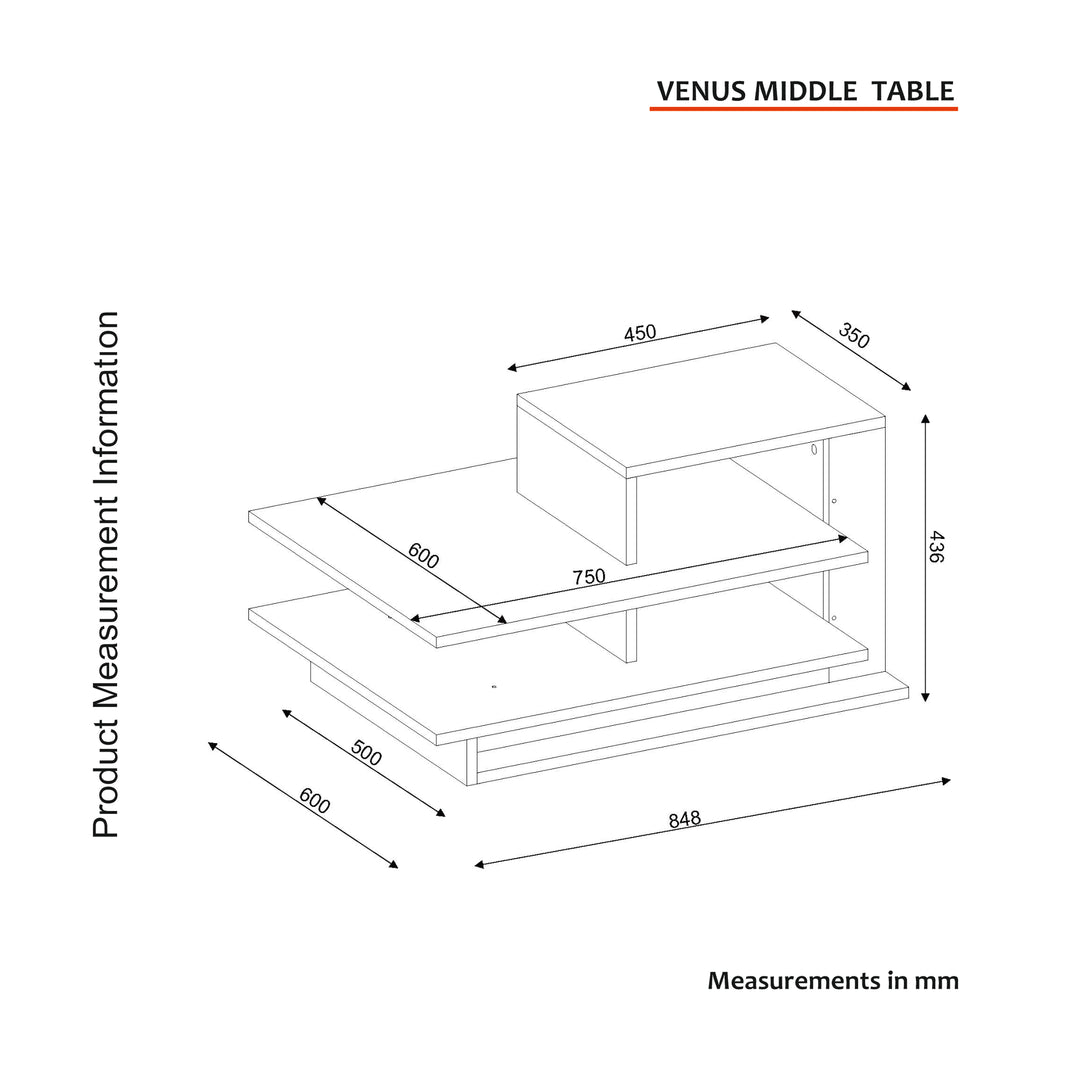 Venüs Coffee Table Anthracite - White Marble